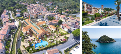 Albenga, 2,5  Km. posta in residenza esclusiva, con piscine, Spa, villetta.